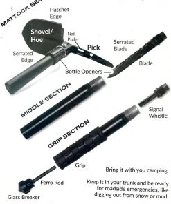 Good2GoCo Gear Deluxe 12-in-1 Folding Shovel Multifunction Survival Tool