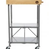 Bradley Accessories Bradley Smoker Foldable Kitchen Cart On Wheels, Wood Top, Steel Grey Frame
