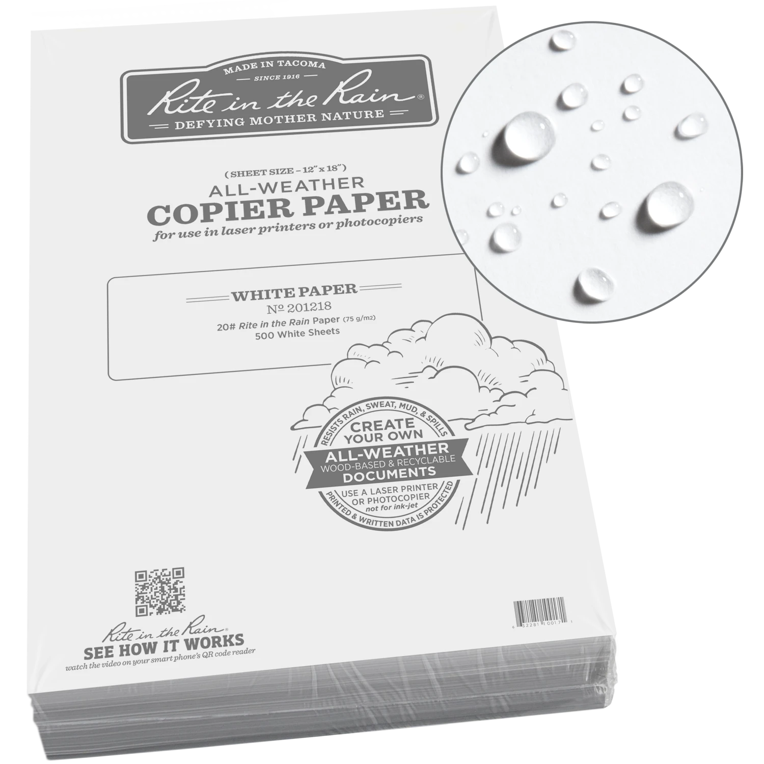 Rite In The Rain All-Weather Bulk Copier Paper 12 In. X 18 In. 500 Sheets - 20# Waterproof Notebooks 1 Rite In The Rain All-Weather Bulk Copier Paper 12 In. X 18 In. 500 Sheets - 20# Waterproof Notebooks