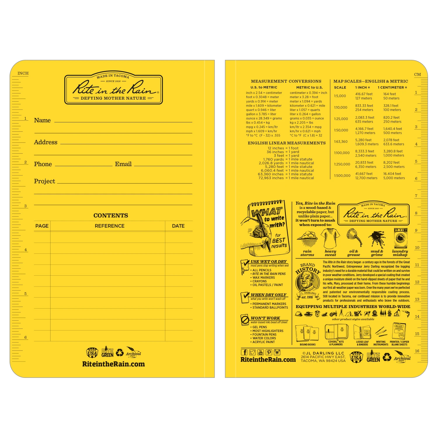 Rite In The Rain Weatherproof Soft Cover Notebook, 4.625 In. X 7.25 In. 10 Rite In The Rain Weatherproof Soft Cover Notebook, 4.625 In. X 7.25 In.