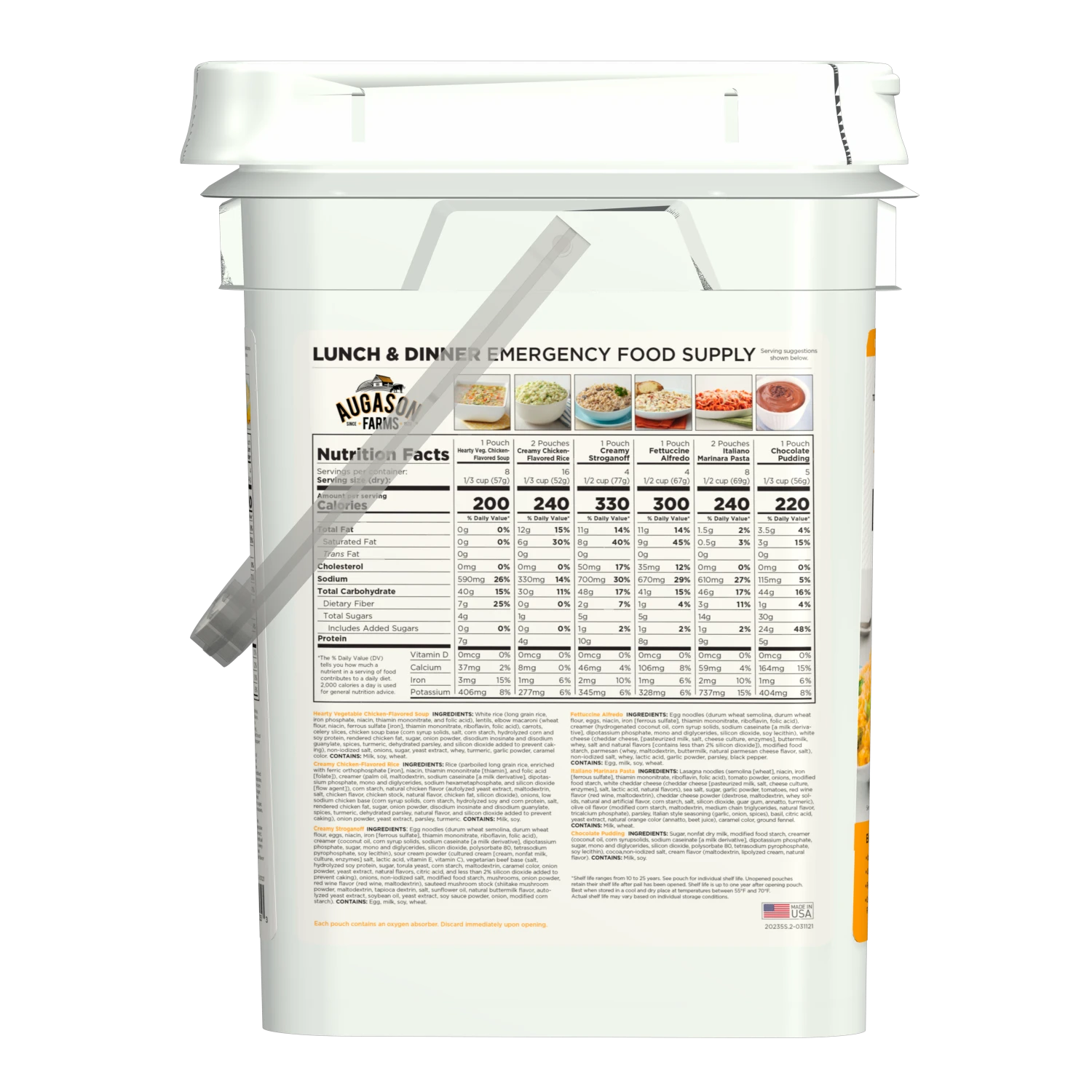 Augason Farms Emergency Food Supply Lunch & Dinner Pail 3 Augason Farms Emergency Food Supply Lunch & Dinner Pail