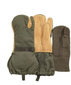 Rothco Used G.I. Surplus Leather Trigger Finger Mittens With Liner