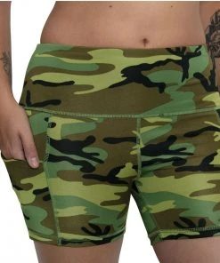 Rothco Women's Camo Workout Performance Legging Shorts - Woodland Camo