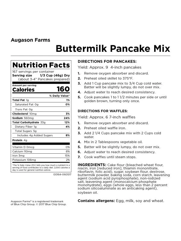 Augason Farms Buttermilk Pancake Mix 4-Gallon Pail 3 Augason Farms Buttermilk Pancake Mix 4-Gallon Pail