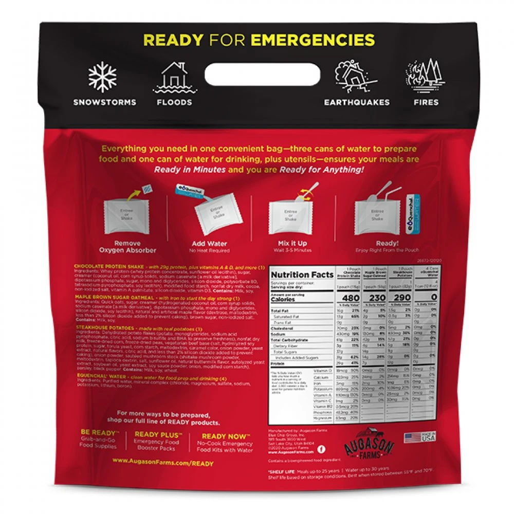 Food & Food Storage AUGASON FARMS READY NOW 24-Hour 1-Person Food & Water Supply (Steakhouse) 2 Food & Food Storage AUGASON FARMS READY NOW 24-Hour 1-Person Food & Water Supply (Steakhouse)