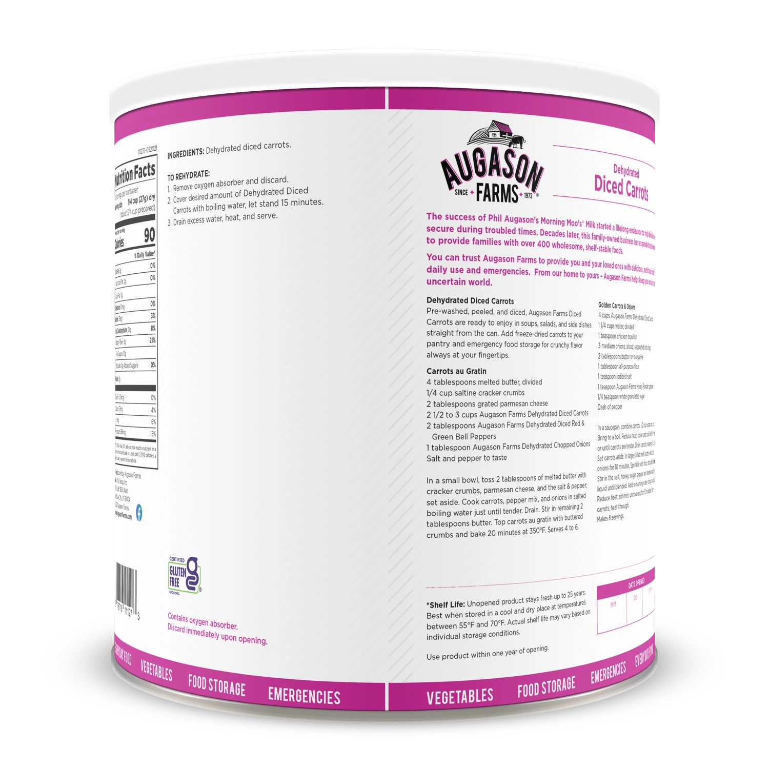 Augason Farms Dehydrated Diced Carrots Food & Food Storage 2 Augason Farms Dehydrated Diced Carrots Food & Food Storage