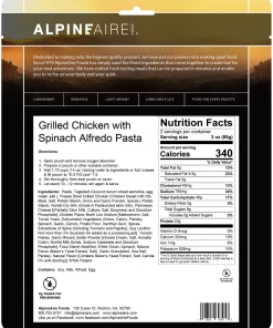 Backpacking Meals AlpineAire Tuscan Style Grilled Chicken Alfredo