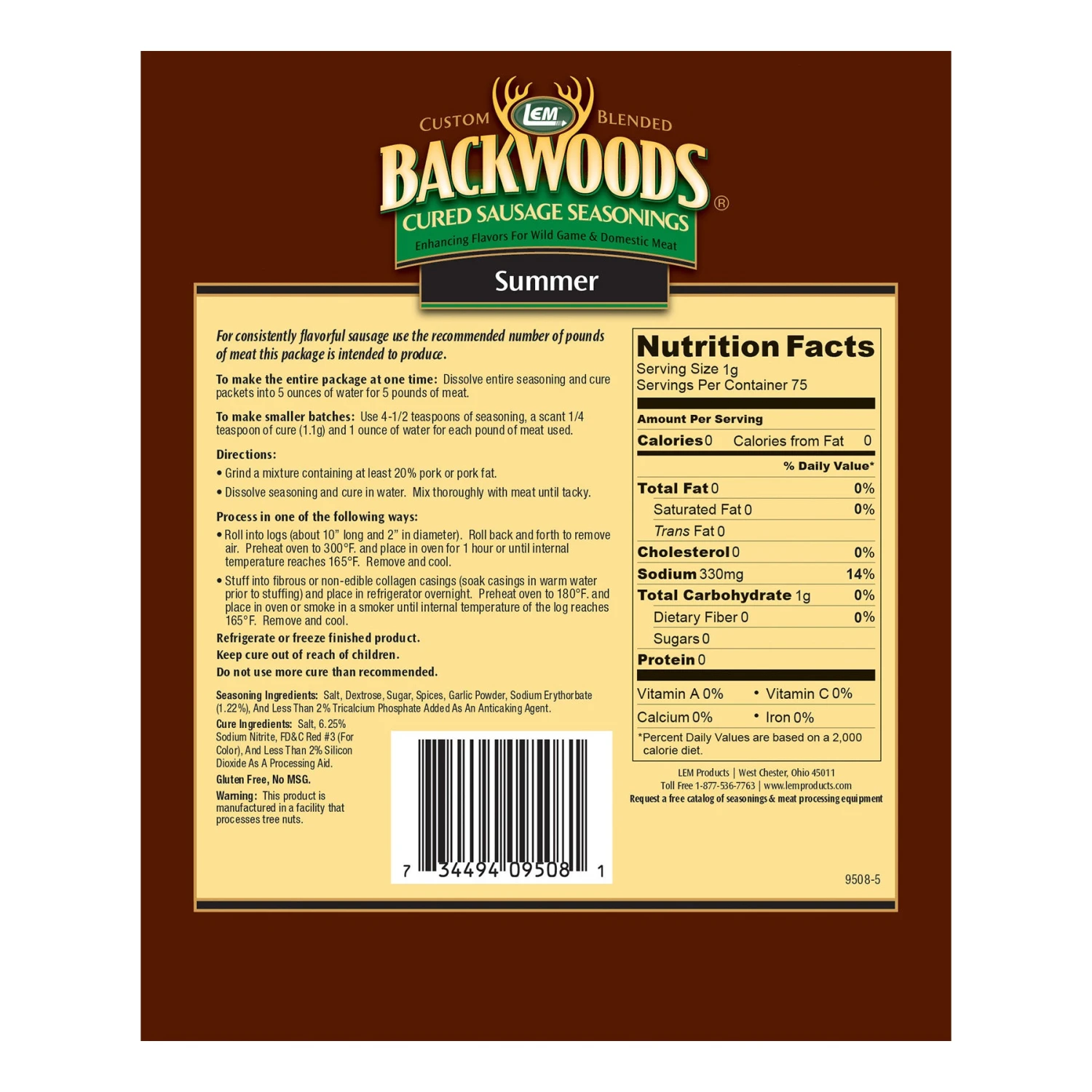 Food & Food Storage LEM Backwoods Summer Sausage Cured Sausage Seasoning 2 Food & Food Storage LEM Backwoods Summer Sausage Cured Sausage Seasoning