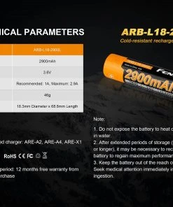 Fenix Lights FENIX ARB-L18 2900L COLD RESISTANT RECHARGEABLE 18650 BATTERY 17 Fenix Lights FENIX ARB-L18 2900L COLD RESISTANT RECHARGEABLE 18650 BATTERY