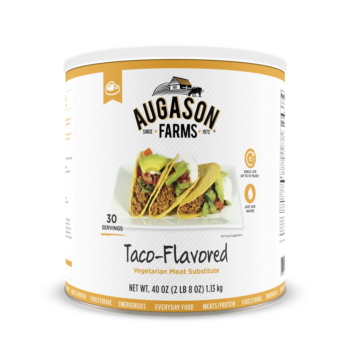 Food & Food Storage Augason Farms Taco Flavored Vegetarian Meat Substitute 1 Food & Food Storage Augason Farms Taco Flavored Vegetarian Meat Substitute