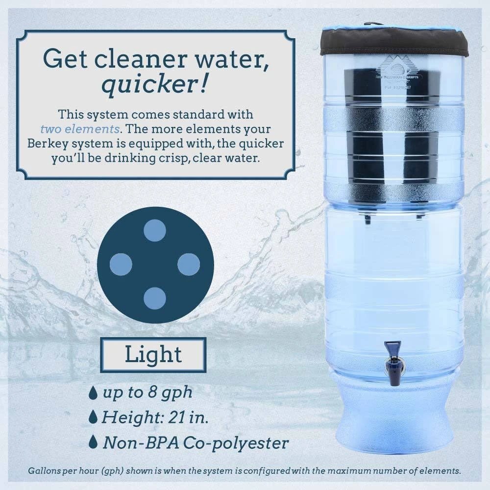 Berkey Light Water Filter (2.75 Gal) With 4 Filters 2 Berkey Light Water Filter (2.75 Gal) With 4 Filters
