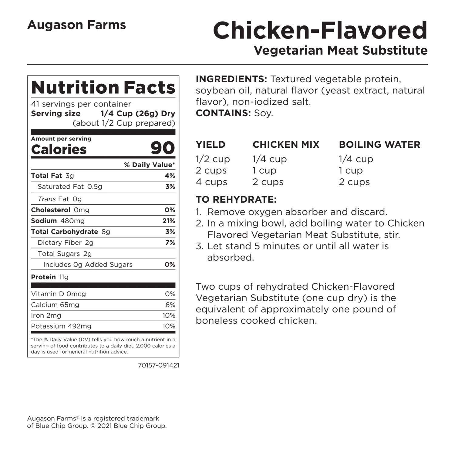 Augason Farms Chicken Flavored Vegetarian Meat Substitute Food & Food Storage 8 Augason Farms Chicken Flavored Vegetarian Meat Substitute Food & Food Storage