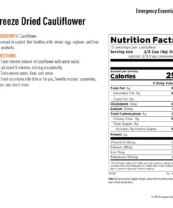 Emergency Essentials Freeze Dried Cauliflower 7 Emergency Essentials Freeze Dried Cauliflower
