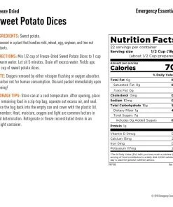 Emergency Essentials Freeze Dried Sweet Potato Dices With Peel Large Can Food & Food Storage