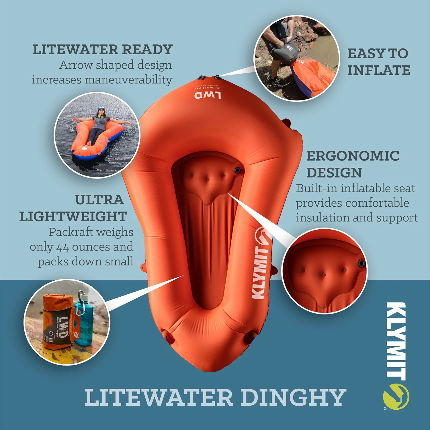Klymit LiteWater Dinghy Camping & Hunting 2 Klymit LiteWater Dinghy Camping & Hunting