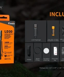 Flashlights Fenix LD30 1600 Lumens Ultra-Compact Flashlight With Tail Switch