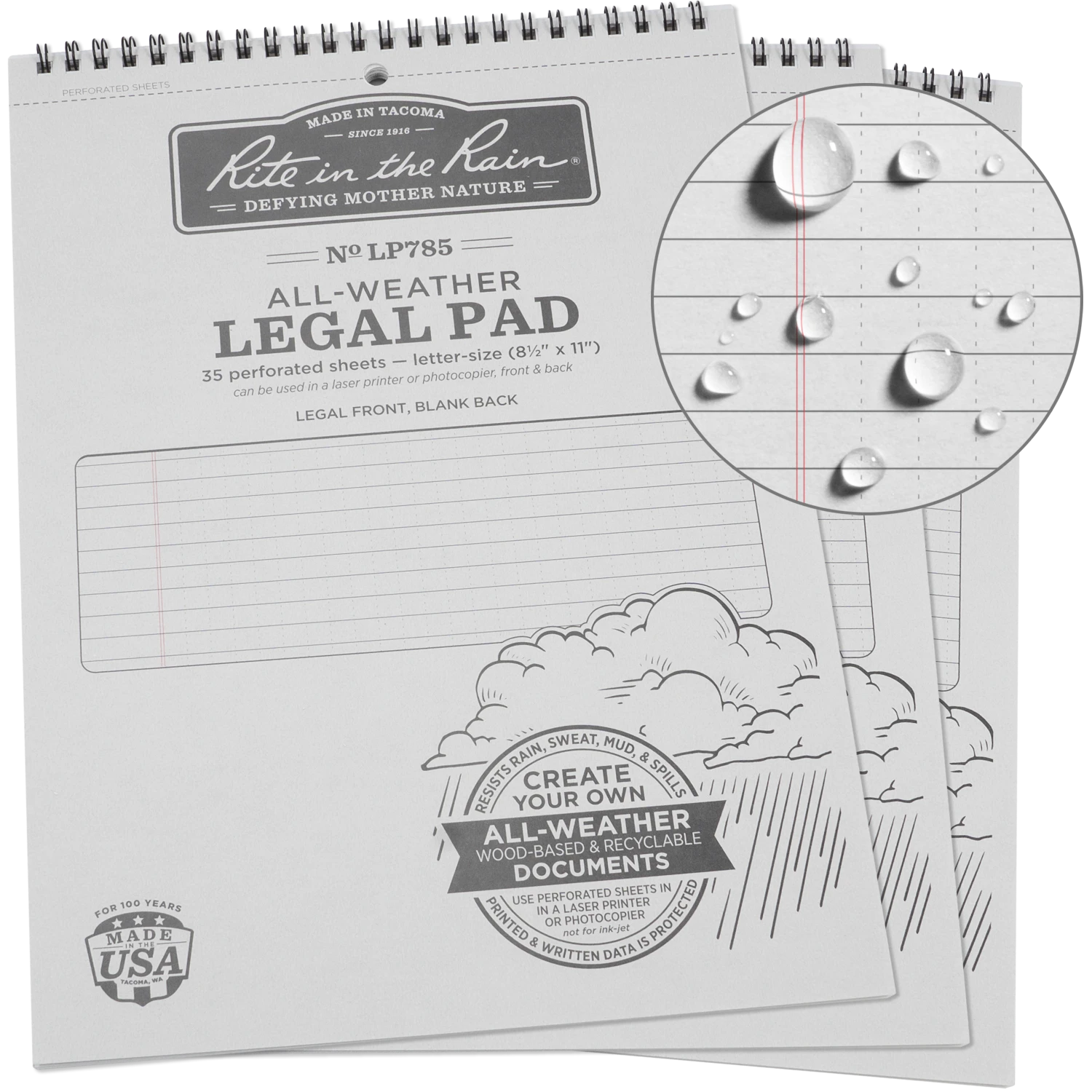 Waterproof Notebooks Rite In The Rain Weatherproof Legal Pad, 8.5 In. X 11 In. - 3 Pack 1 Waterproof Notebooks Rite In The Rain Weatherproof Legal Pad, 8.5 In. X 11 In. - 3 Pack
