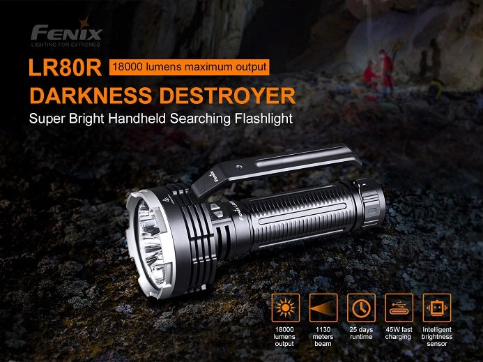 Flashlights Fenix LR80R 18000 Lumen Rechargeable Searchlight 4 Flashlights Fenix LR80R 18000 Lumen Rechargeable Searchlight