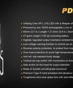 Fenix Pocket EDC 550 Lumens Flashlight PD25 + 700U Battery Flashlights