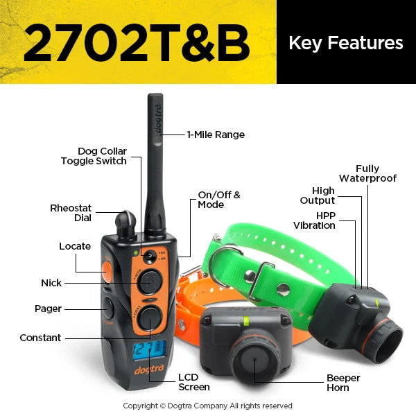 Dogtra 2702T&B 2-Dog Training And Beeper System 3 Dogtra 2702T&B 2-Dog Training And Beeper System