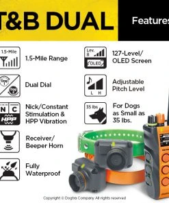 Dogs Dogtra T&B Dual 2-Dog Training And Beeper System