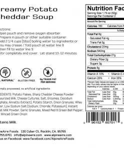 Backpacking Meals AlpineAire Creamy Potato Cheddar Soup Gluten-Free