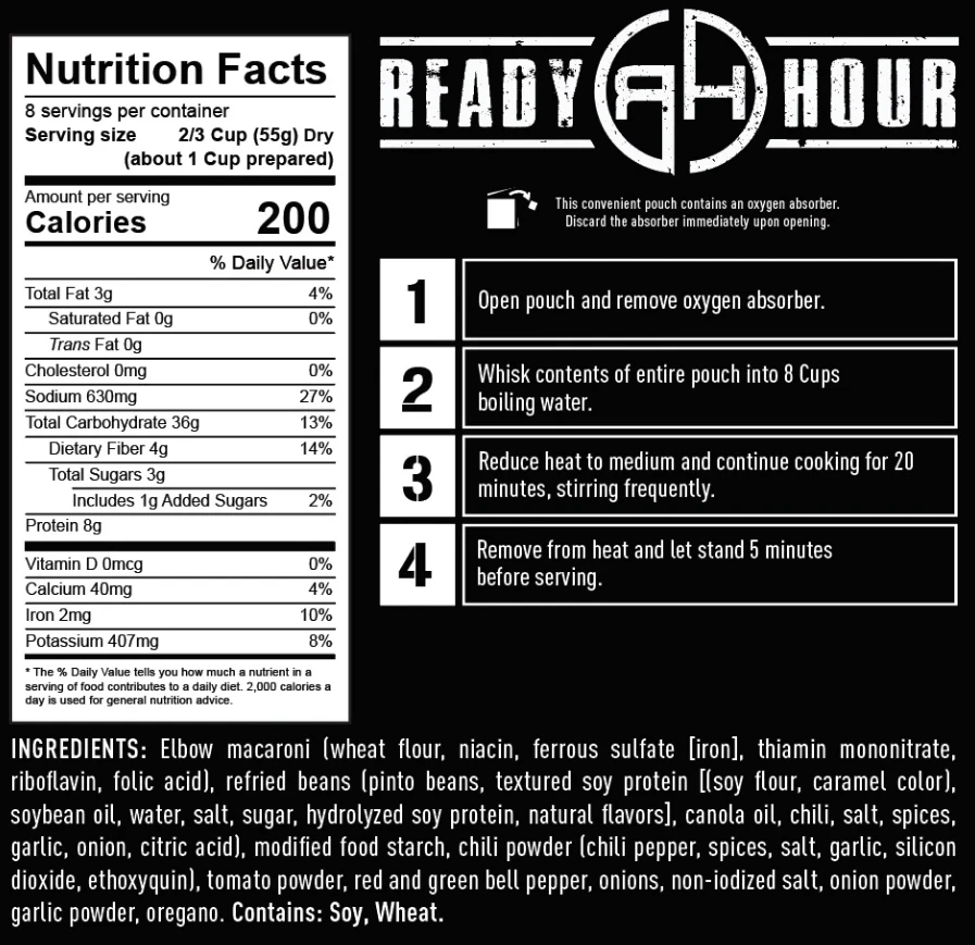 Entrees Ready Hour Chili Mac Case Pack 3 Entrees Ready Hour Chili Mac Case Pack