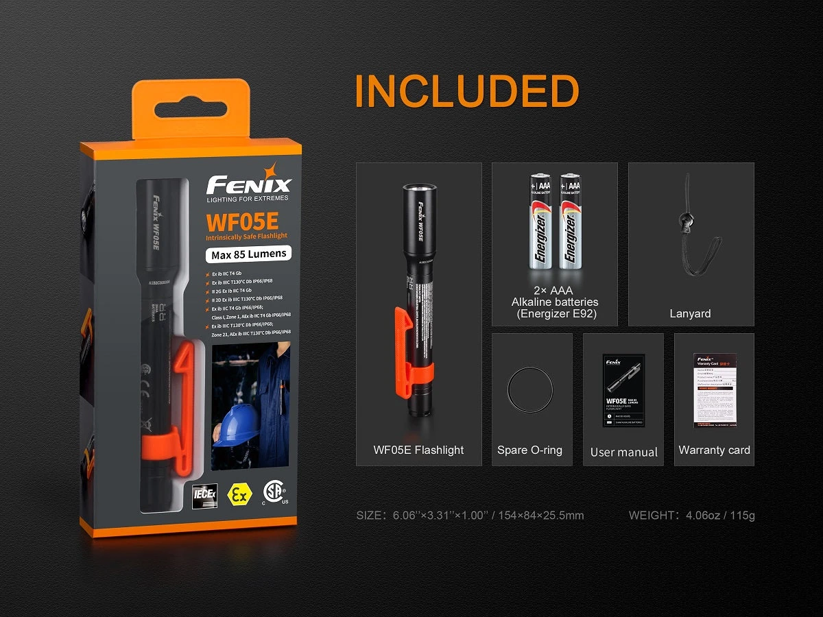 Flashlights FENIX WF05E 85 LUMENS INTRINSICALLY SAFE FLASHLIGHT 2 Flashlights FENIX WF05E 85 LUMENS INTRINSICALLY SAFE FLASHLIGHT