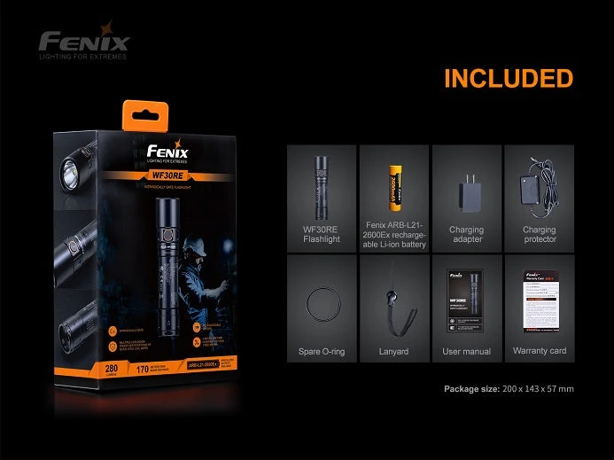 Fenix WF30RE 280 Lumens Intrinsically Safe Flashlight 16 Fenix WF30RE 280 Lumens Intrinsically Safe Flashlight