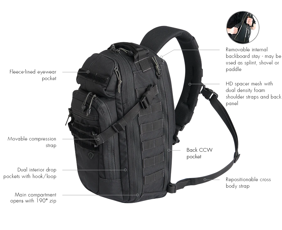 FIRST TACTICAL CROSSHATCH SLING PACK 10 FIRST TACTICAL CROSSHATCH SLING PACK