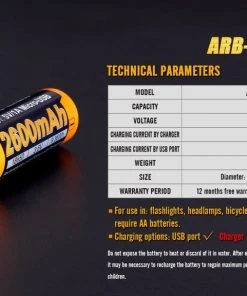 Fenix Lights Fenix ARB-L14 1600U 14500 1.5V Li-ion Build-In USB Charging Port Rechargeable Battery