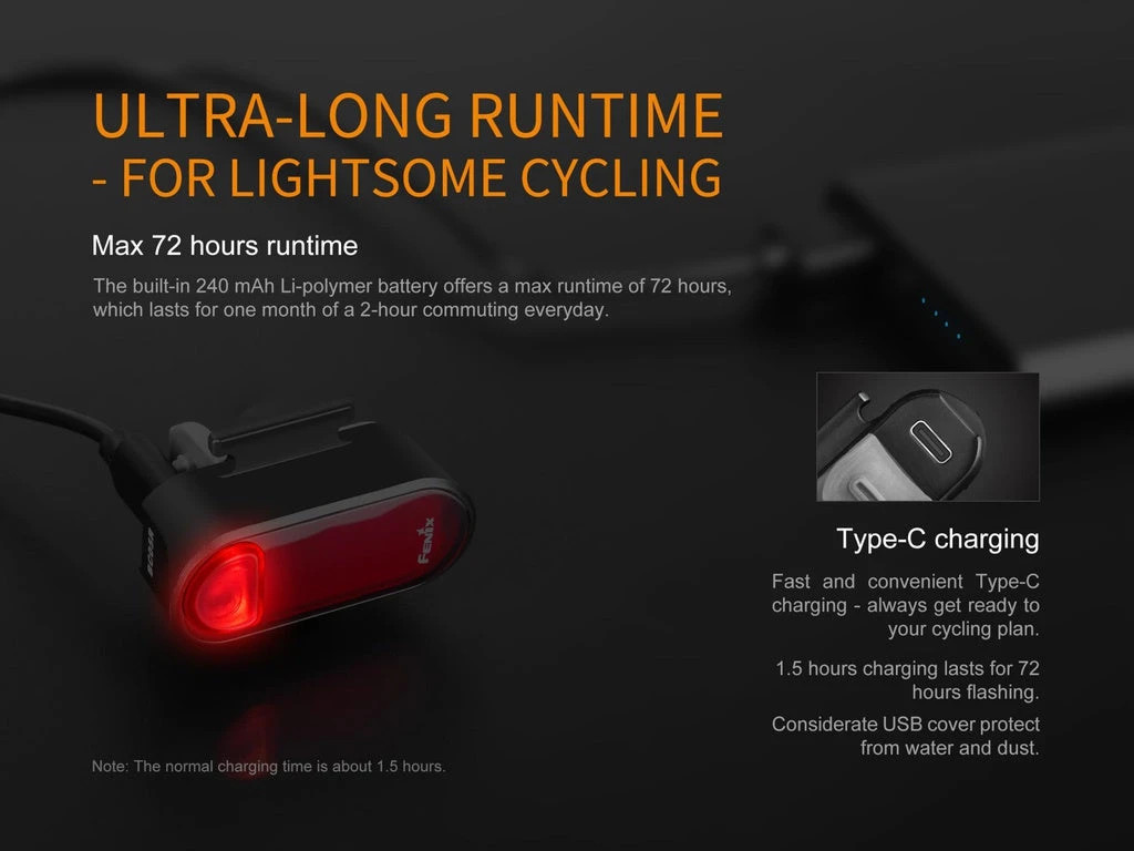 Gear Fenix BC05R Rechargeable Bicycle Tail Light 9 Gear Fenix BC05R Rechargeable Bicycle Tail Light