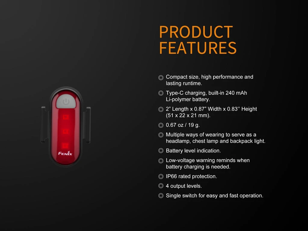 Gear Fenix BC05R Rechargeable Bicycle Tail Light 13 Gear Fenix BC05R Rechargeable Bicycle Tail Light