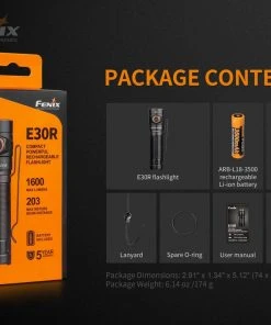 Fenix E30R 1600 Lumens Extreme Output Compact Rechargeable Flashlight