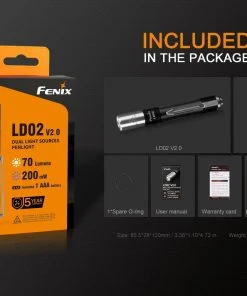 FENIX LD02V2.0 70 LUMENS PENLIGHT WITH UV LIGHT Flashlights