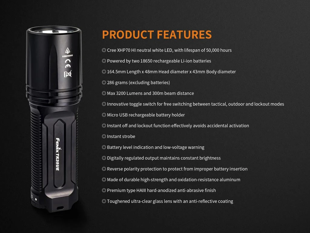 Flashlights FENIX TK35UE 2018 FLASHLIGHT - 3200 LUMENS 15 Flashlights FENIX TK35UE 2018 FLASHLIGHT - 3200 LUMENS