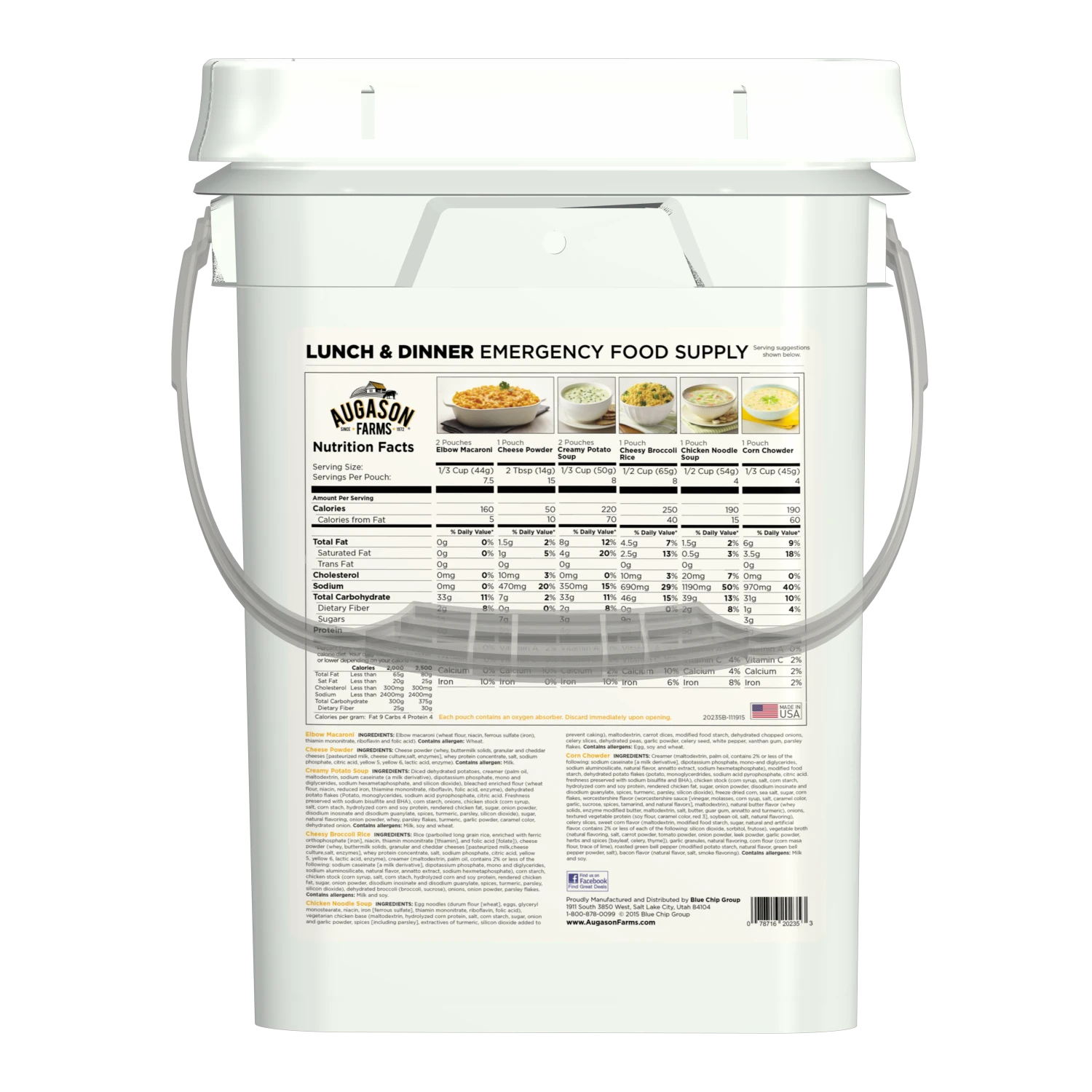 Augason Farms Emergency Food Supply Lunch & Dinner Pail 2 Augason Farms Emergency Food Supply Lunch & Dinner Pail