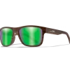 Gear WILEY X OVATION - CAPTIVATE Polarized Green Mirror With Matte Wood Grain Frame