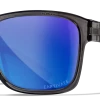 Wiley X Trek Sunglasses - Gloss Crystal Dark Grey Frame With Captivate Polarized Blue Mirror Lenses Gear