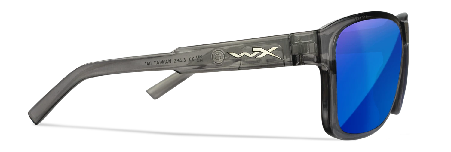 Wiley X Trek Sunglasses - Gloss Crystal Dark Grey Frame With Captivate Polarized Blue Mirror Lenses Gear 3 Wiley X Trek Sunglasses - Gloss Crystal Dark Grey Frame With Captivate Polarized Blue Mirror Lenses Gear