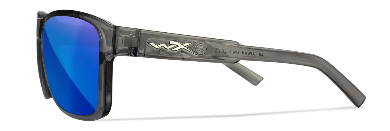 Wiley X Trek Sunglasses - Gloss Crystal Dark Grey Frame With Captivate Polarized Blue Mirror Lenses Gear 2 Wiley X Trek Sunglasses - Gloss Crystal Dark Grey Frame With Captivate Polarized Blue Mirror Lenses Gear